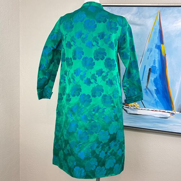 Mid-century green and blue iridescent jacquard silk swing coat and dress - Picture 3 of 8